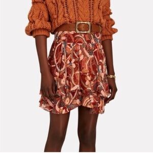 A.L.C. Vera Silk Paisley Ruffle Mini Skirt